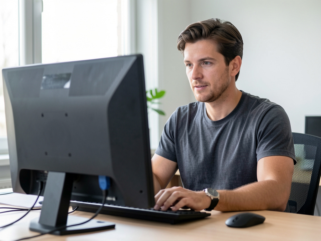 Un homme prend rendez-vous devant son ordinateur